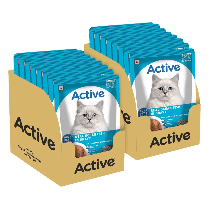 Active Adult Wet Cat Food - Ocean Fish in Gravy