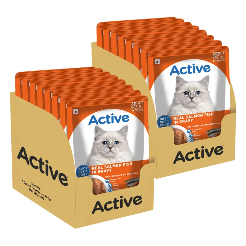 Active Adult Wet Cat Food - Salmon in Gravy