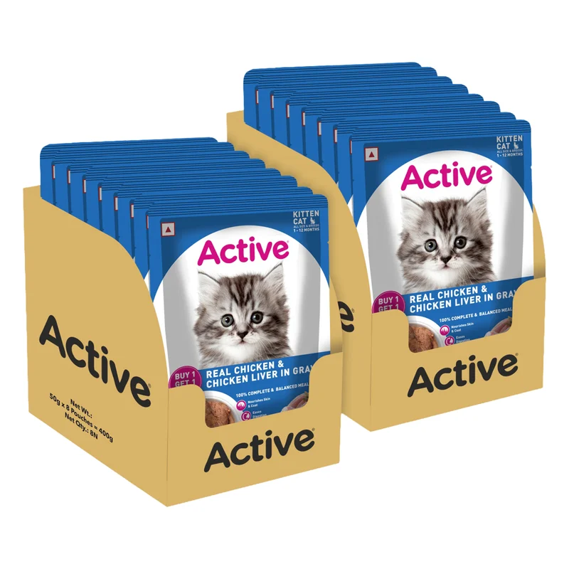 Active Kitten Wet Cat Food - Chicken & Chicken Liver in Gravy