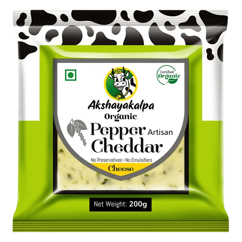 Akshayakalpa Organic Artisanal Cheddar Cheese - Pepper