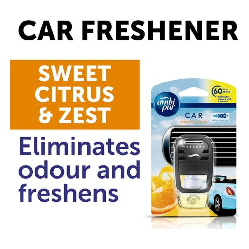 Ambi Pur Car Air Freshener Starter Kit - Sweet Citrus & Zest