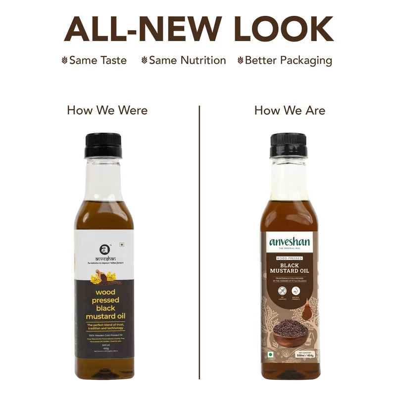 Anveshan Wood Cold Pressed Kachi Ghani Black Mustard Oil