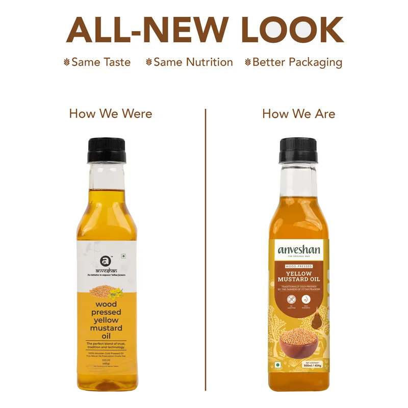 Anveshan Wood Cold Pressed Kachi Ghani Yellow Mustard Oil
