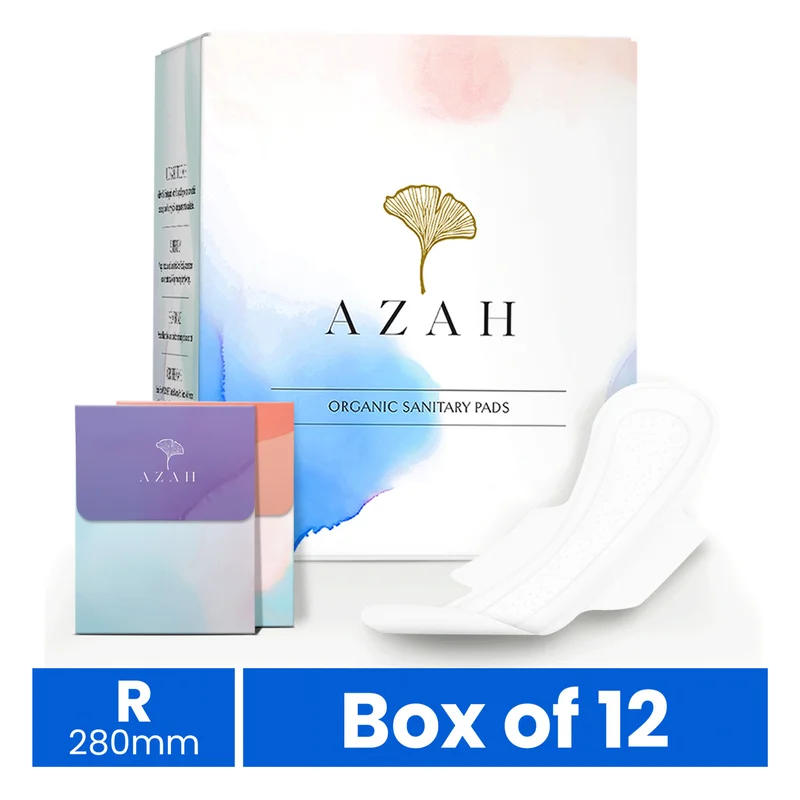 Azah Rash-Free Organic Sanitary Pads - All Regular, With Disposable Bags