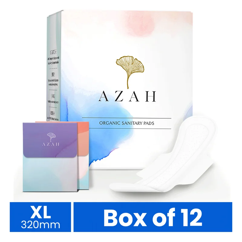Azah Rash-Free Organic Sanitary Pads - All XL, With Disposable Bags