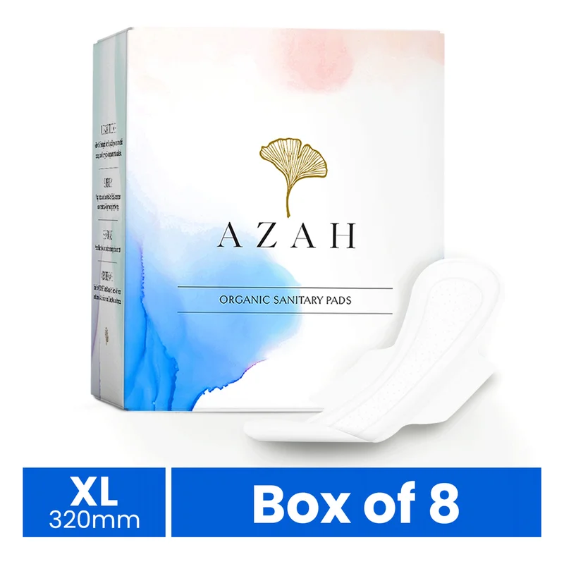 Azah Rash-Free Organic Sanitary Pads - All XL, Without Disposable Bags