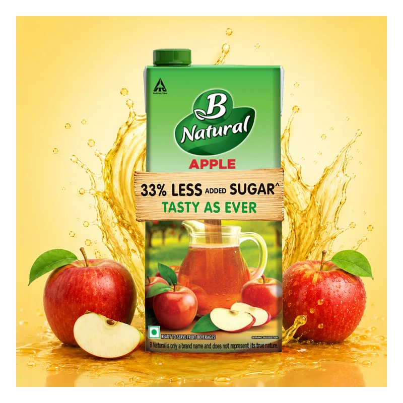 B Natural Apple Beverage 33% Less Sugar
