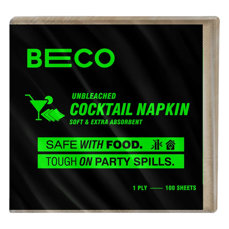 Beco Unbleached Cocktail Napkins 1 Ply