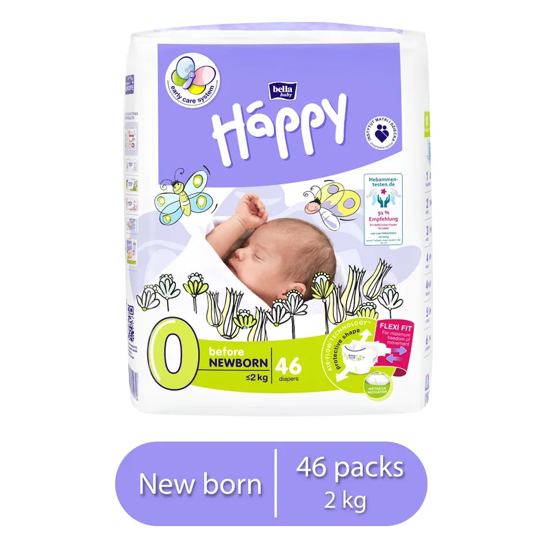 Bella Happy Baby Diapers - Newborn (Size 0)