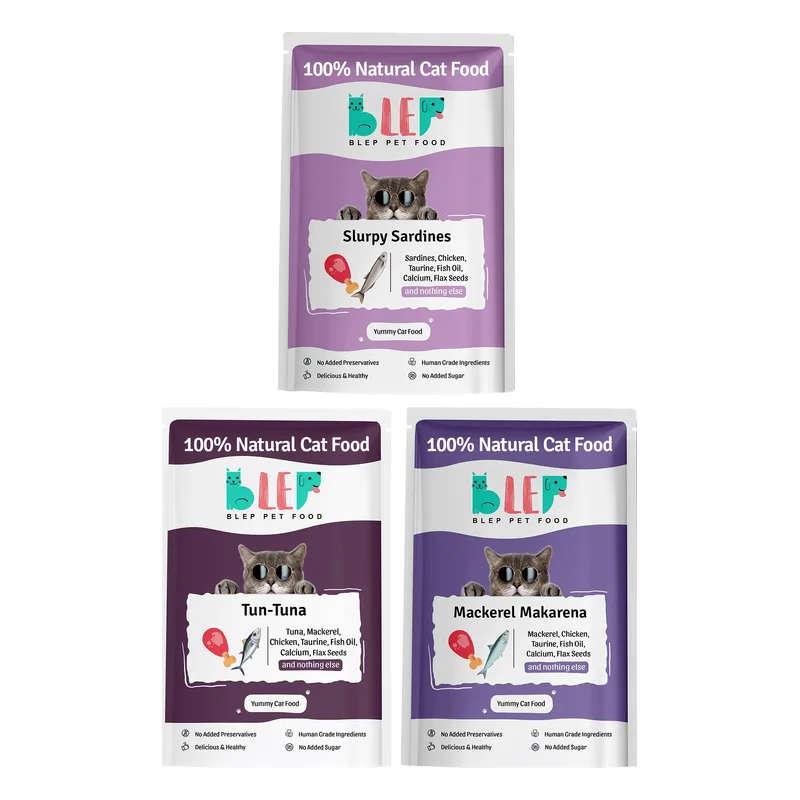 Blep Natural Cat Food - Tun-Tuna, Slurpy Sardine & Mackerel Makarena