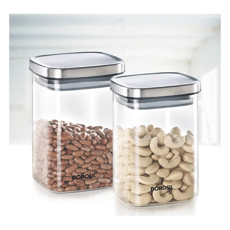 Borosil Classic Square Glass Jar