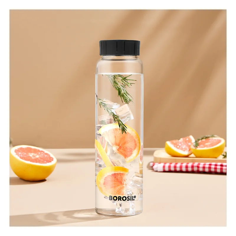Borosil Crysto Glass Bottle - Plastic Lid