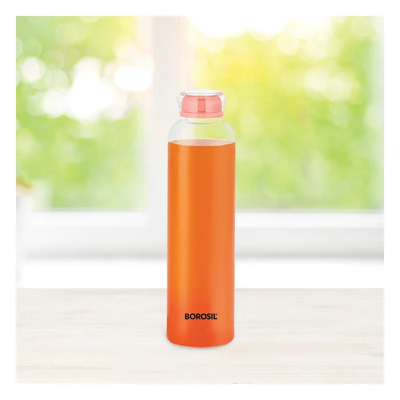 Borosil Crysto Glass Water Bottle - Glass Lid