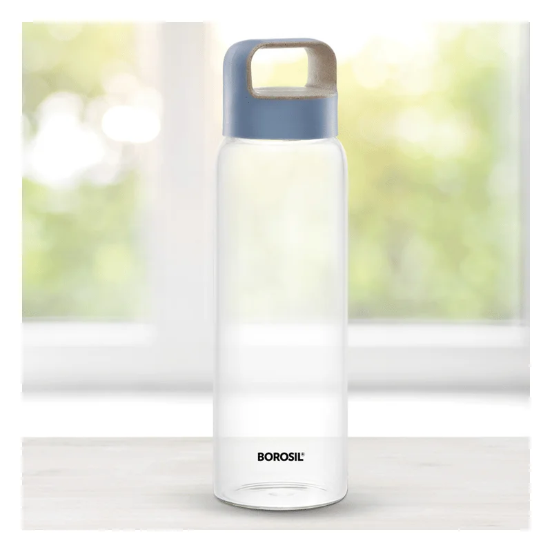 Borosil Crysto Glass Water Bottle - Husk Lid