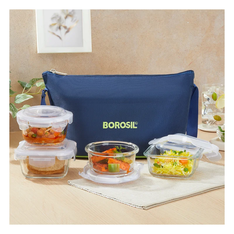 Borosil Daisy Glass Lunch Box Set