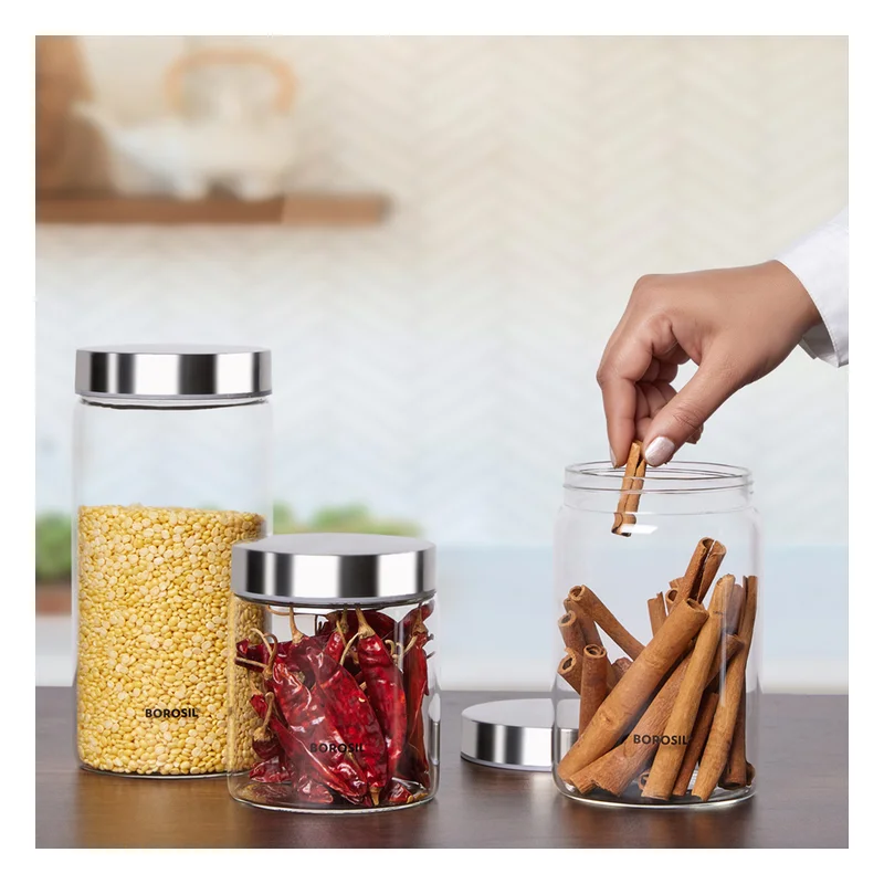 Borosil Endura Glass Jar with Steel Lid