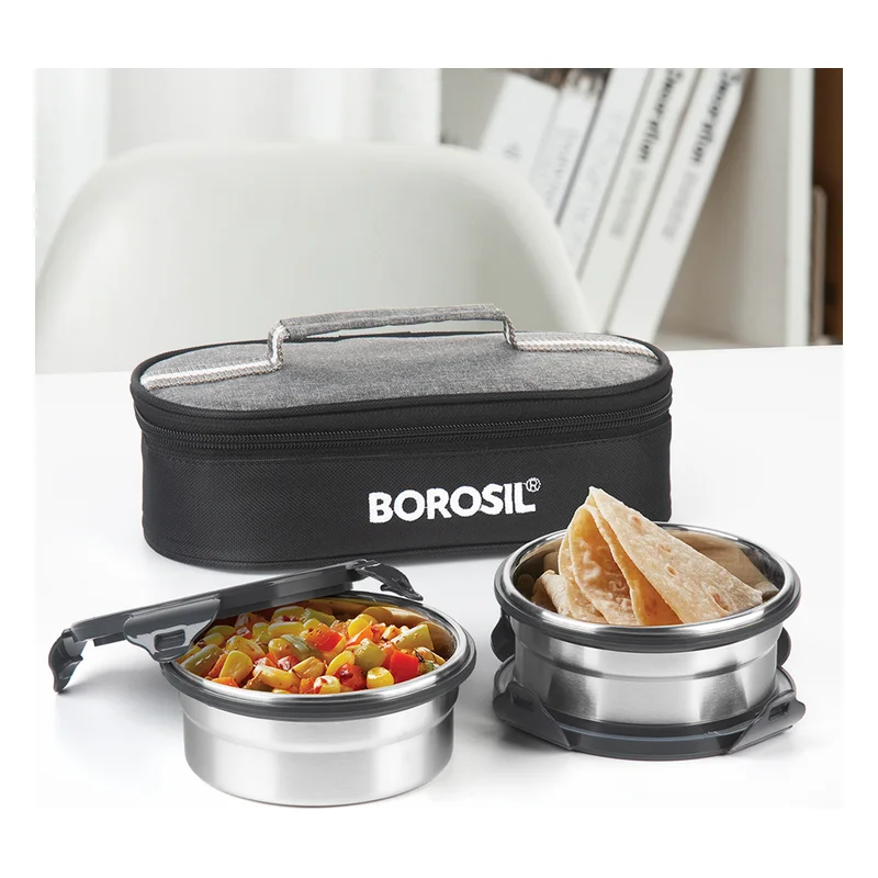 Borosil Feast Stainless Steel Lunch Box - Horizontal