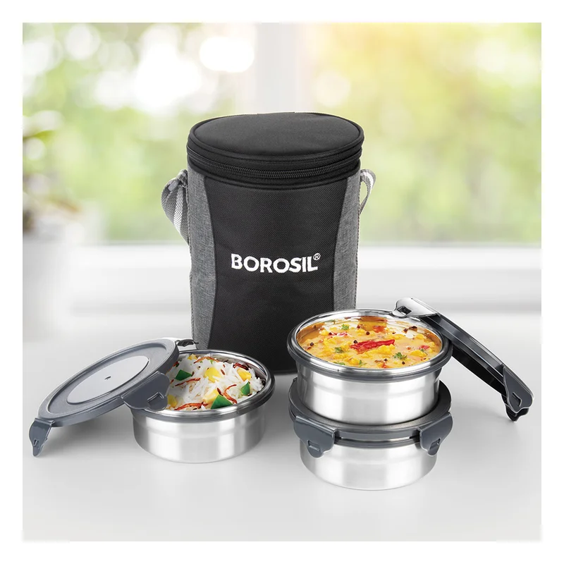Borosil Feast Stainless Steel Lunch Box Set
