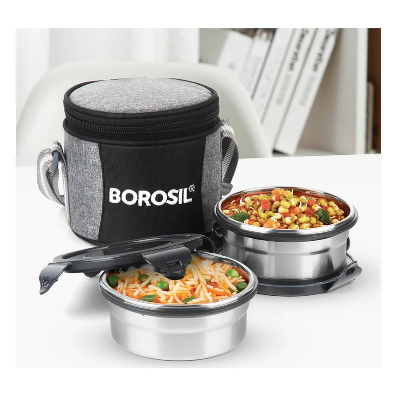 Borosil Feast Stainless Steel Lunch Box - Vertical