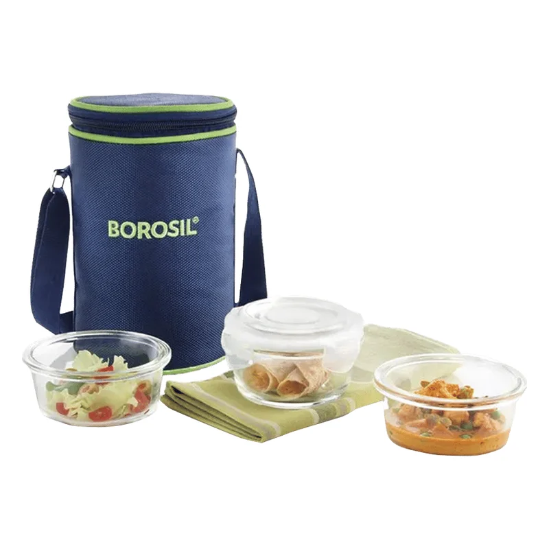Borosil Glass Lunch Box - Blue