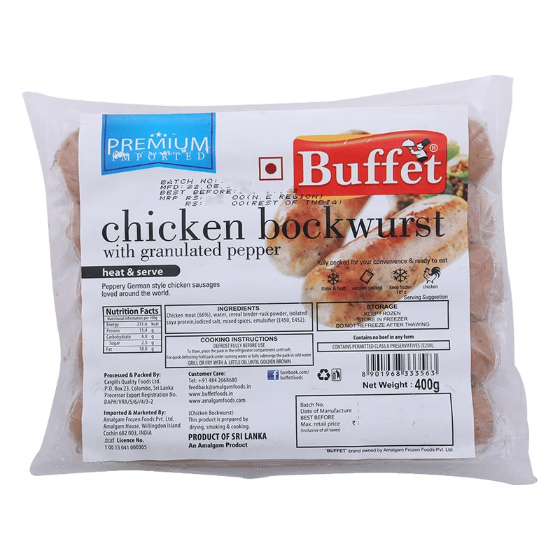Buffet Chicken Bockwurst With Granulated Pepper - Heat & Serve