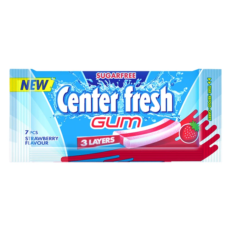 Center Fresh 3 Layer Sugarfree Strawberry Gum