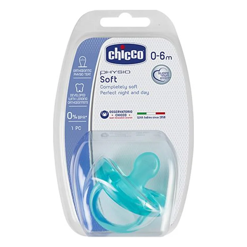 Chicco Soft Silicone Soother 0-6m - Blue