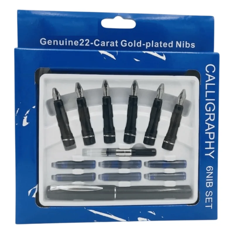 Chrome Calligraphy Pen Set - 6 Nibs