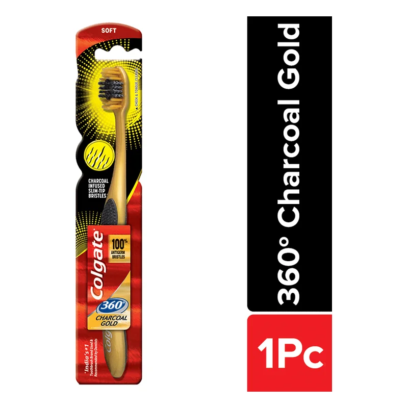Colgate 360 Charcoal Gold Toothbrush Soft