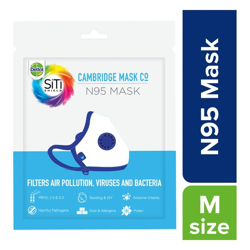 Dettol Siti Shield Cambridge N95 Mask - Medium, Black