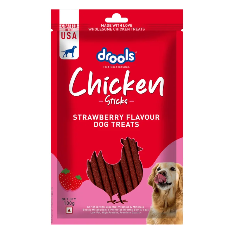 Drools Chicken Sticks Dog Treats - Strawberry