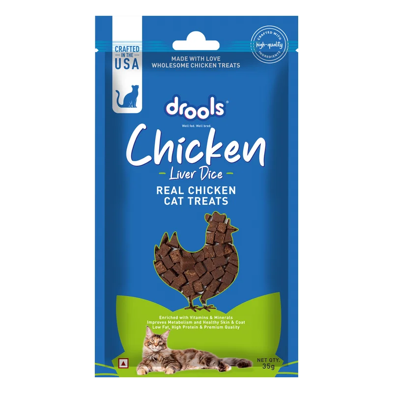 Drools Liver Dice Real Chicken Cat Treats