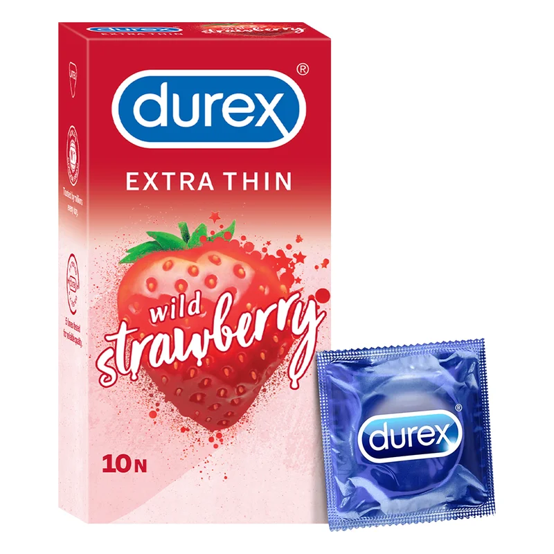 Durex Extra Thin Flavoured Condoms - Wild Strawberry