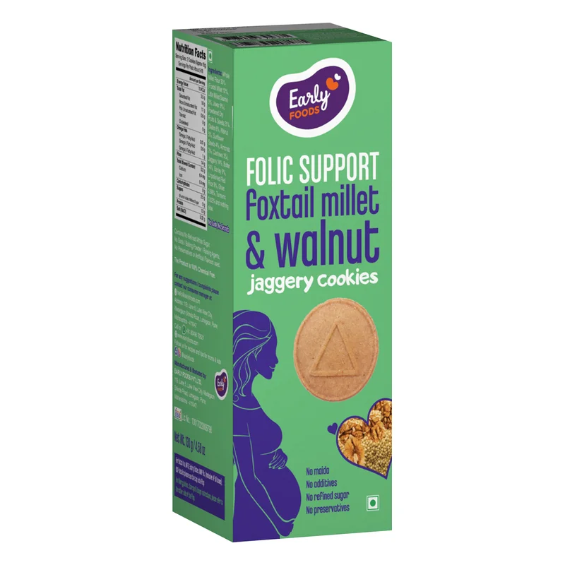 Early Foods Folic Support Foxtail Millet & Walnut Jaggery Cookies