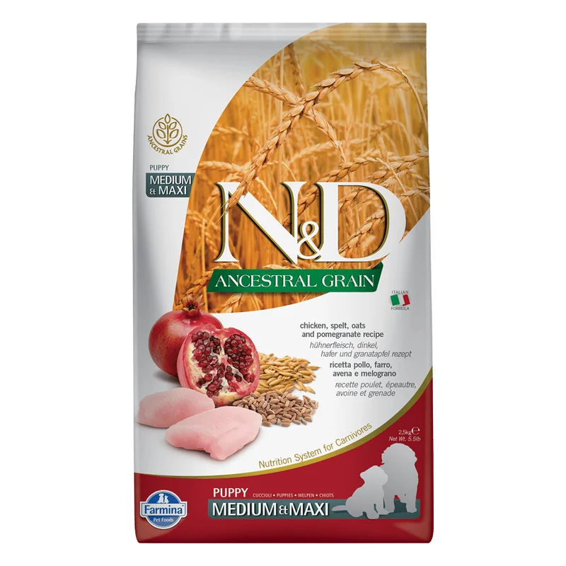 Farmina N&D Ancestral Grain Puppy Medium & Maxi Dog Food - Chicken & Pomegranate