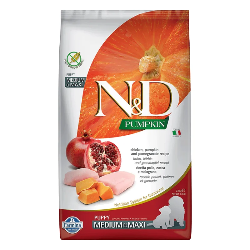 Farmina N&D Pumpkin Puppy Medium & Maxi Dog Food - Chicken & Pomegranate