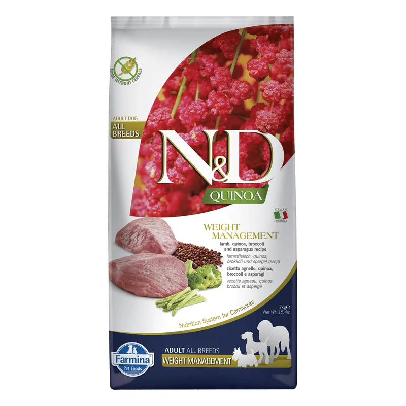 Farmina N&D Quinoa Adult Dog Food - Weight Management, Lamb