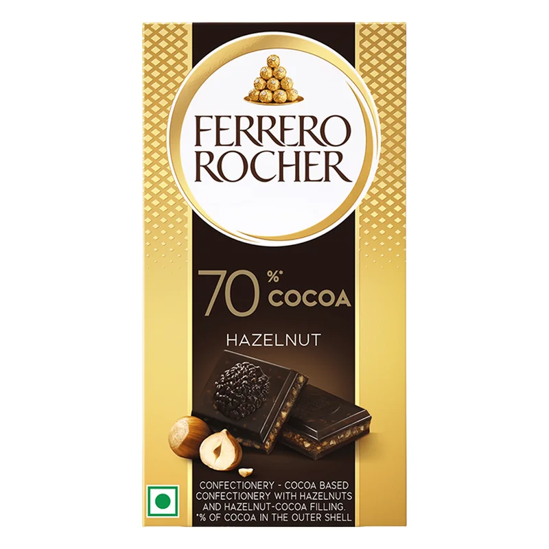 Ferrero Rocher 70% Cocoa Hazelnut Dark Chocolate Bar