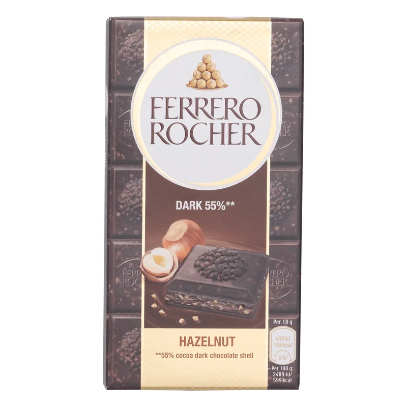 Ferrero Rocher Dark 55% Hazelnut Chocolate Bar