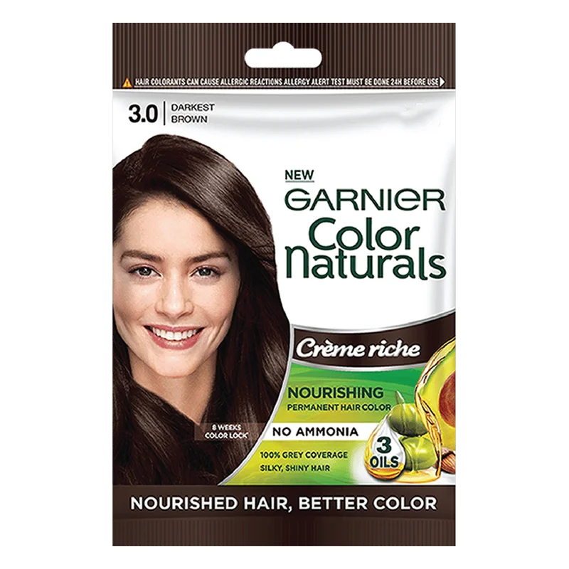 Garnier Color Naturals Creme Riche Sachet - Darkest Brown 3
