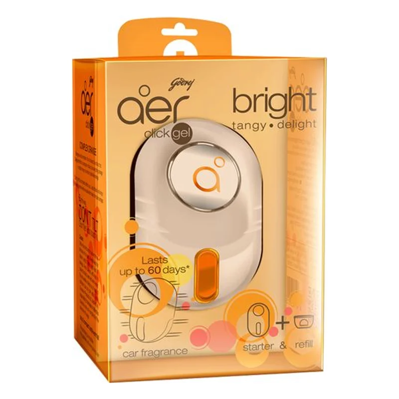 Godrej aer Click Gel Car Vent Air Freshener Kit - Bright Tangy Delight