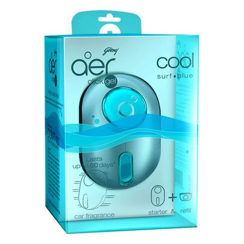 Godrej aer Click Gel Car Vent Air Freshener Kit - Cool Surf Blue