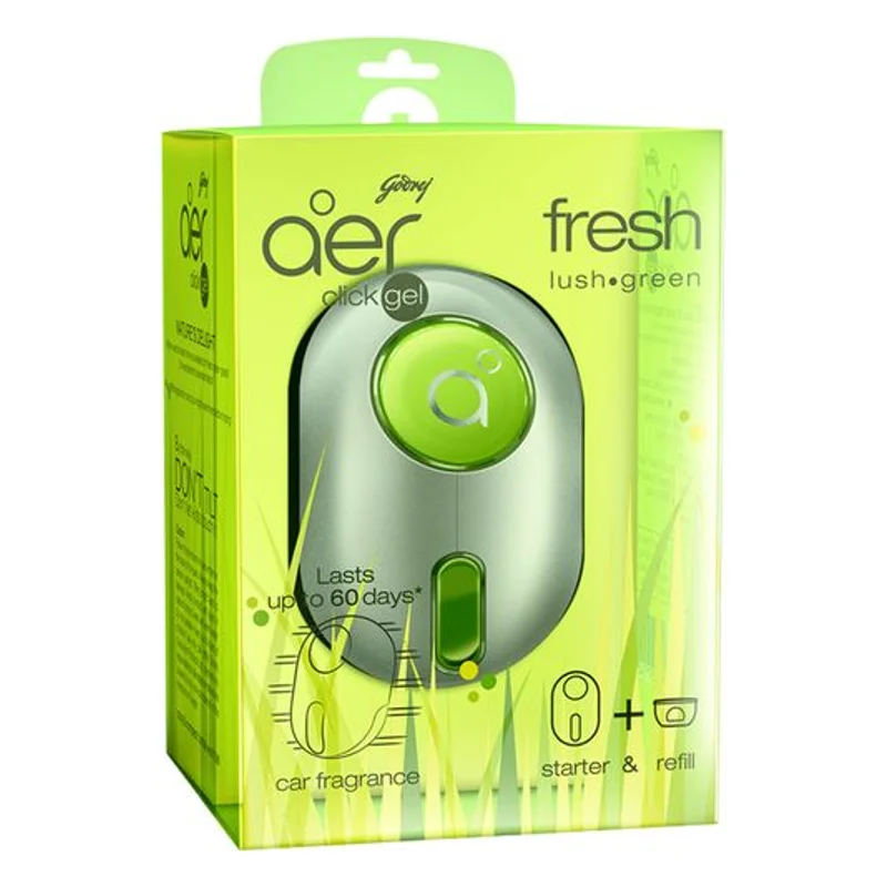 Godrej aer Click Gel Car Vent Air Freshener Kit - Fresh Lush Green