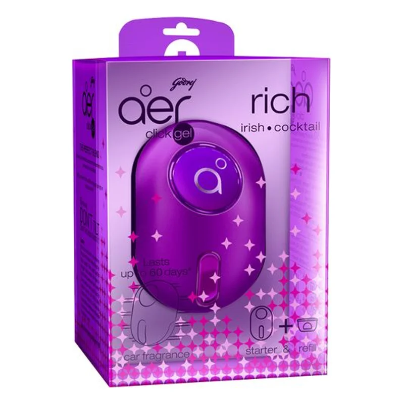 Godrej aer Click Gel Car Vent Air Freshener Kit - Rich Irish Cocktail