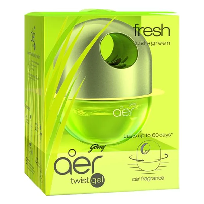 Godrej aer Twist Gel Car Air Freshener - Fresh Lush Green