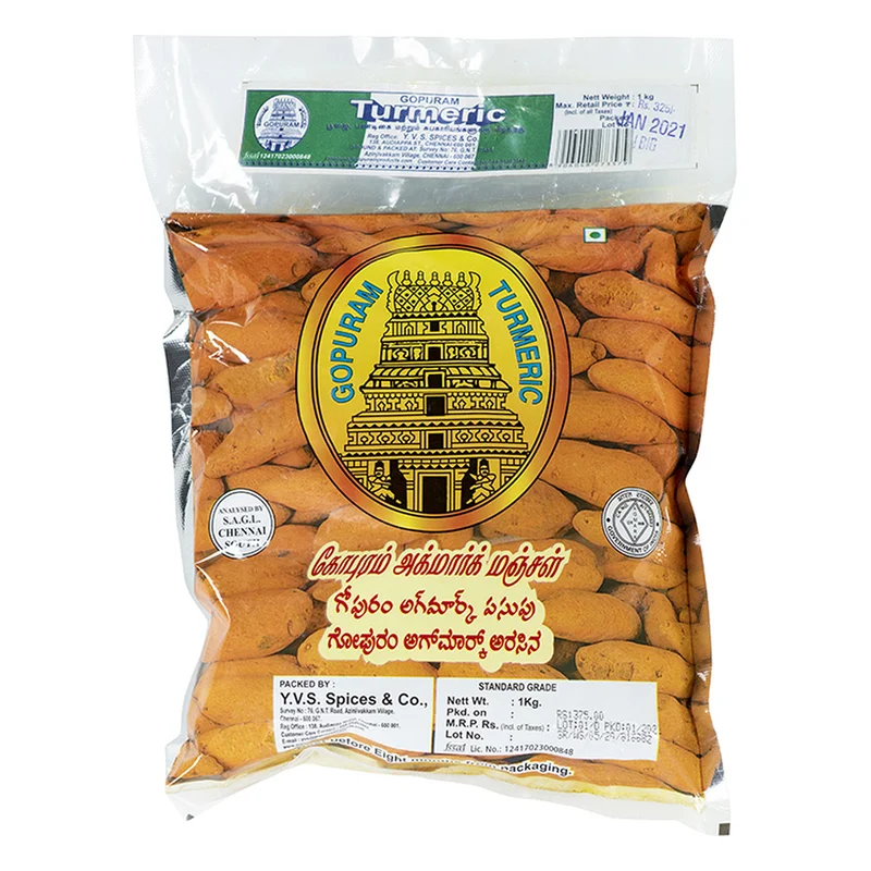 Gopuram Round Turmeric Medium Red Label