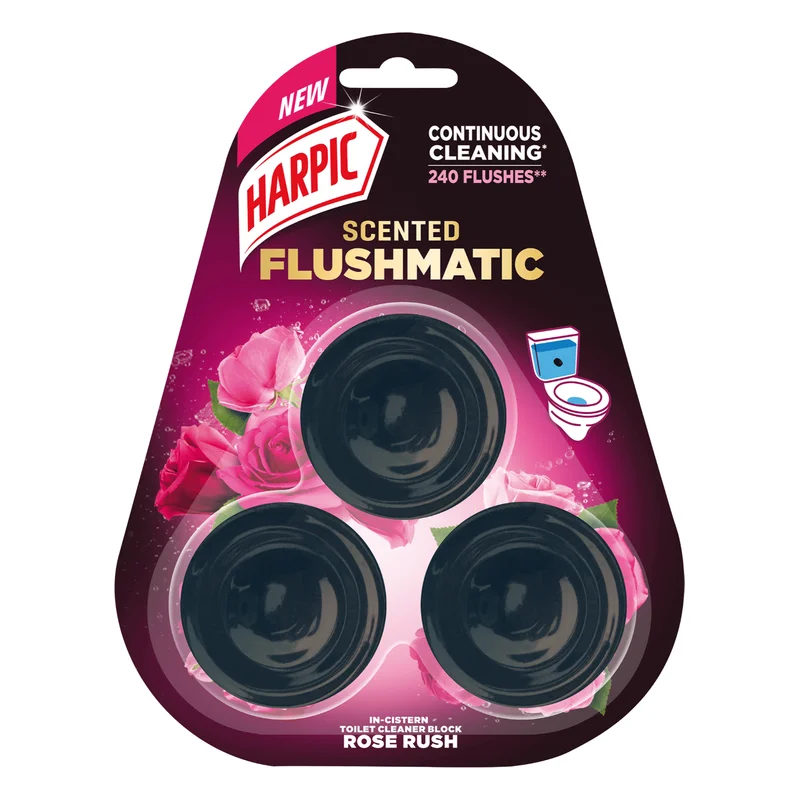 Harpic Flushmatic In-Cistern Toilet Cleaner Block - Rose Rush