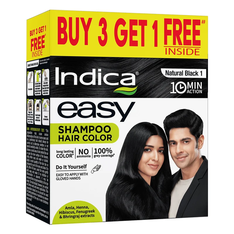 Indica Easy Shampoo Hair Colour - Natural Black 1