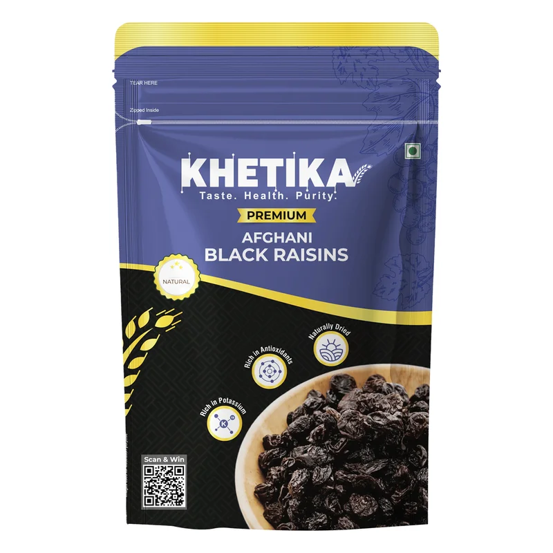 Khetika Premium Afghani Black Raisins - Seedless