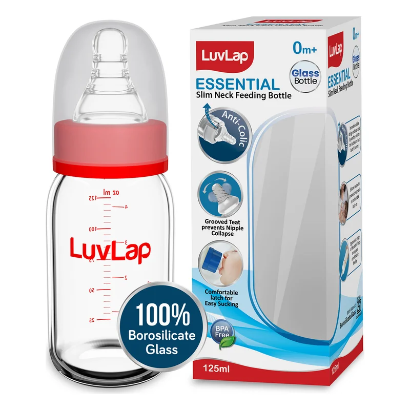 LuvLap Essential Slim Neck Glass Feeding Bottle